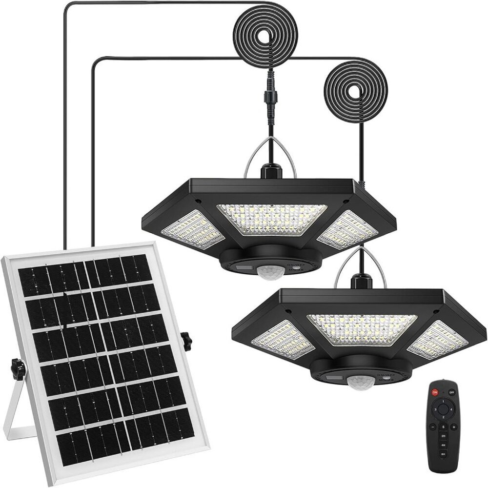 Solar Pendant Light Indoor/Outdoor with Remote Control, 360 Waterproof Solar Lig